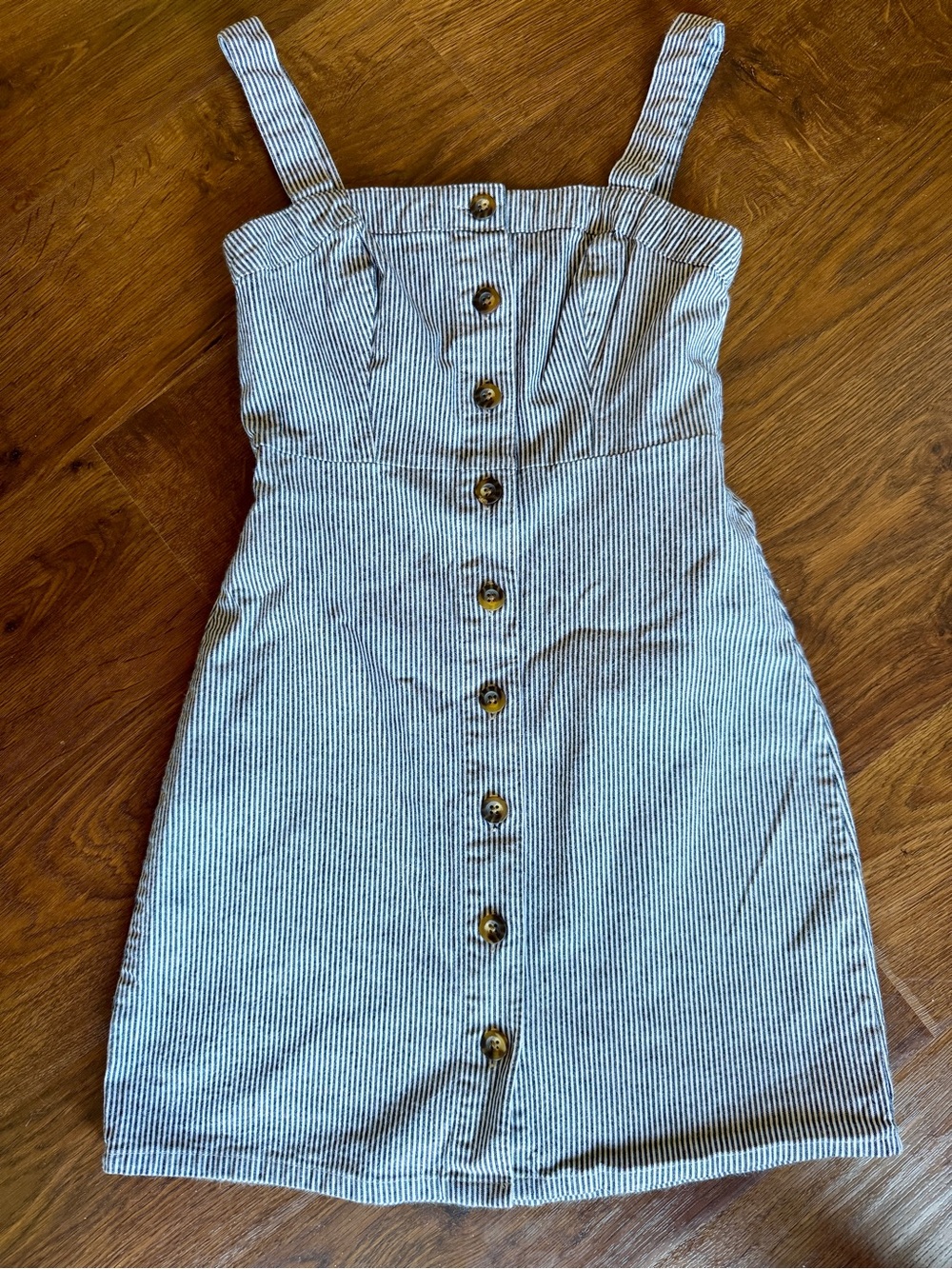 Hollister Striped Button Front Mini Dress XS Blue White Stripe Cottagecore